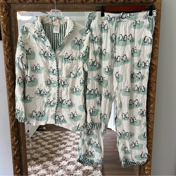 Munki Munki Women’s Matching Pajamas Set Long Sleeve and pants Penguins flannel - Picture 3 of 8